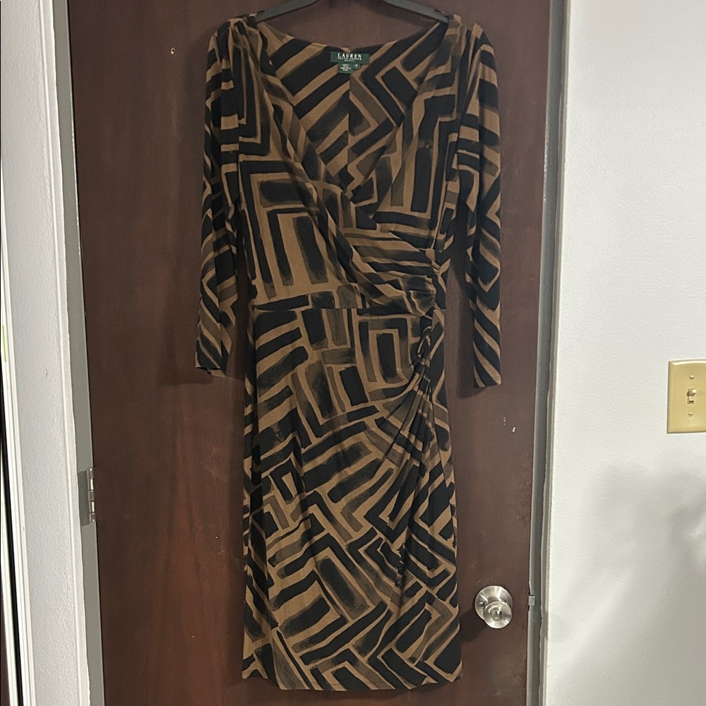 Ralph Lauren Black and Brown Geometric Dress